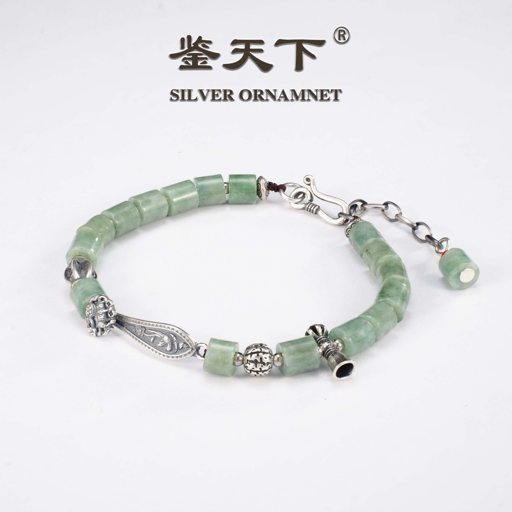 复古做旧翡翠桶珠如意手链06201143