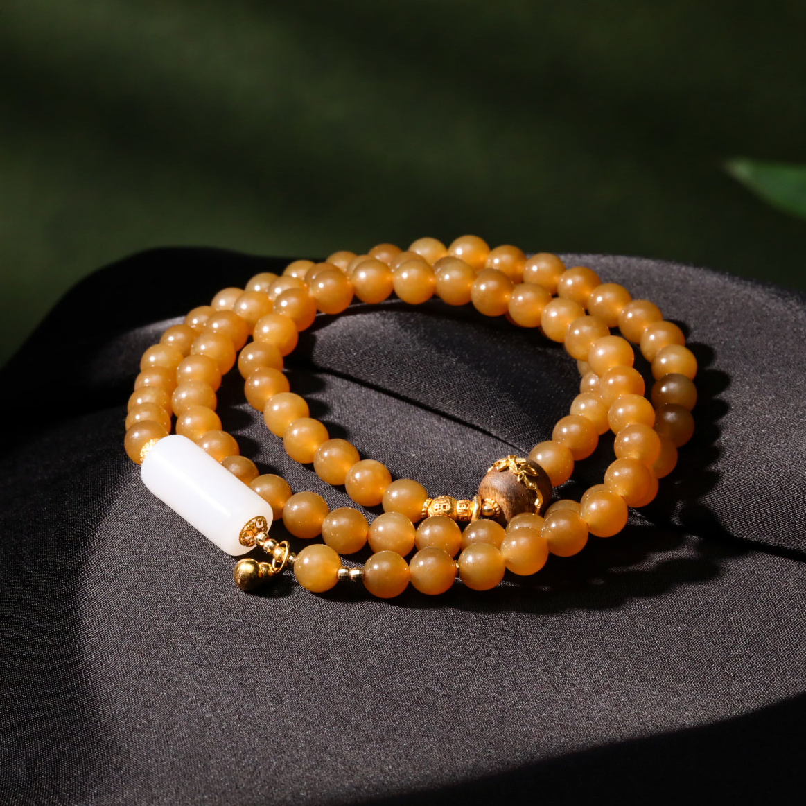 【意婵】《初道》新疆和田玉且末糖羊脂白玉路路通沉香18K金-912647