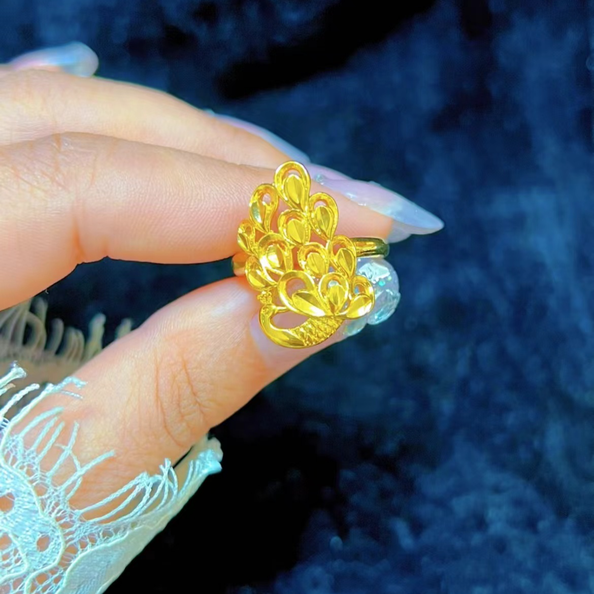 合金戒指 孔雀开屏戒指