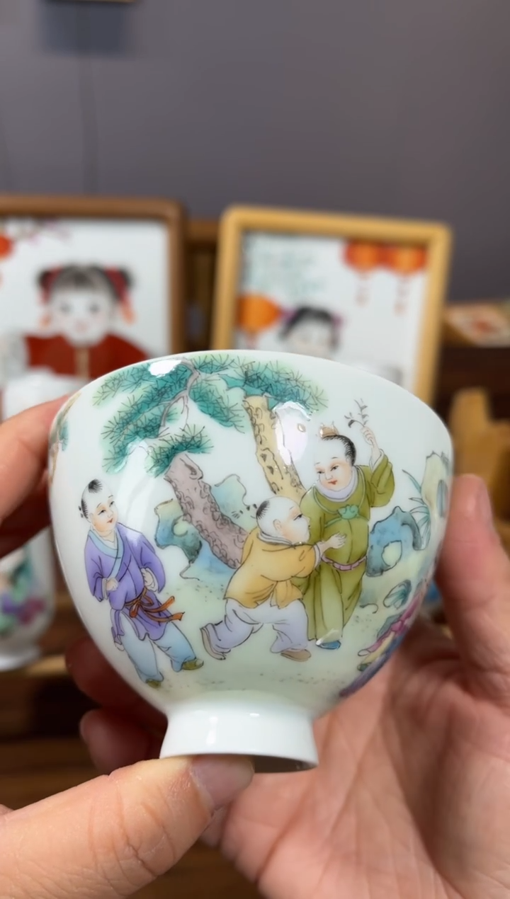 景德镇手绘珐琅彩童趣
