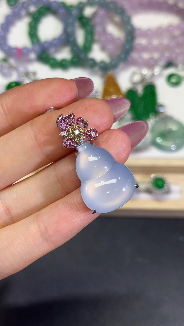 【闪购商品】翡翠颈饰18K金镶嵌团购12