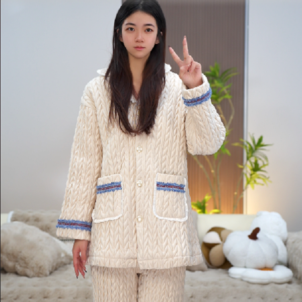 【梦境巡游】女士睡衣秋冬加厚保暖奢华家居服冬季新款毛领套装A189