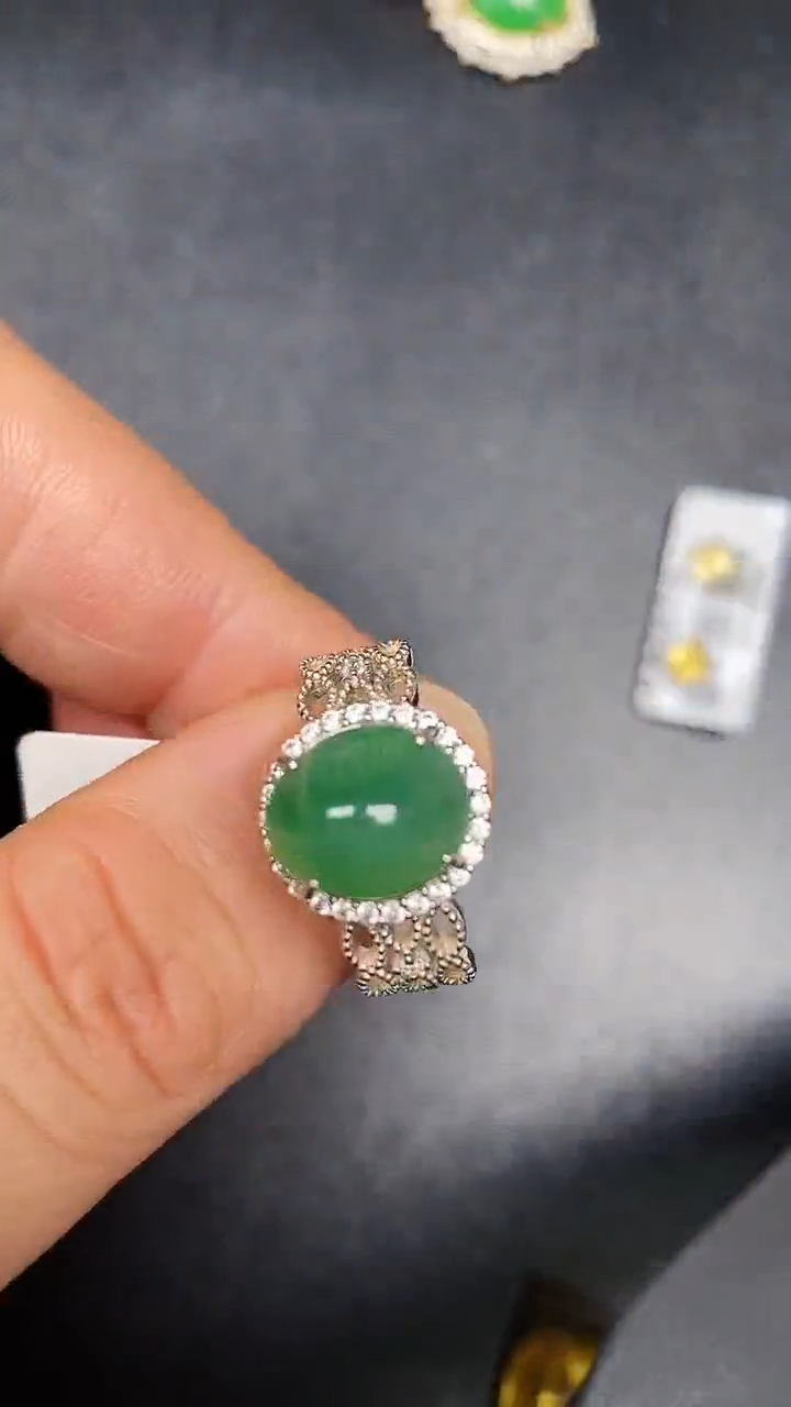 银S925镶嵌戒指翡翠3250