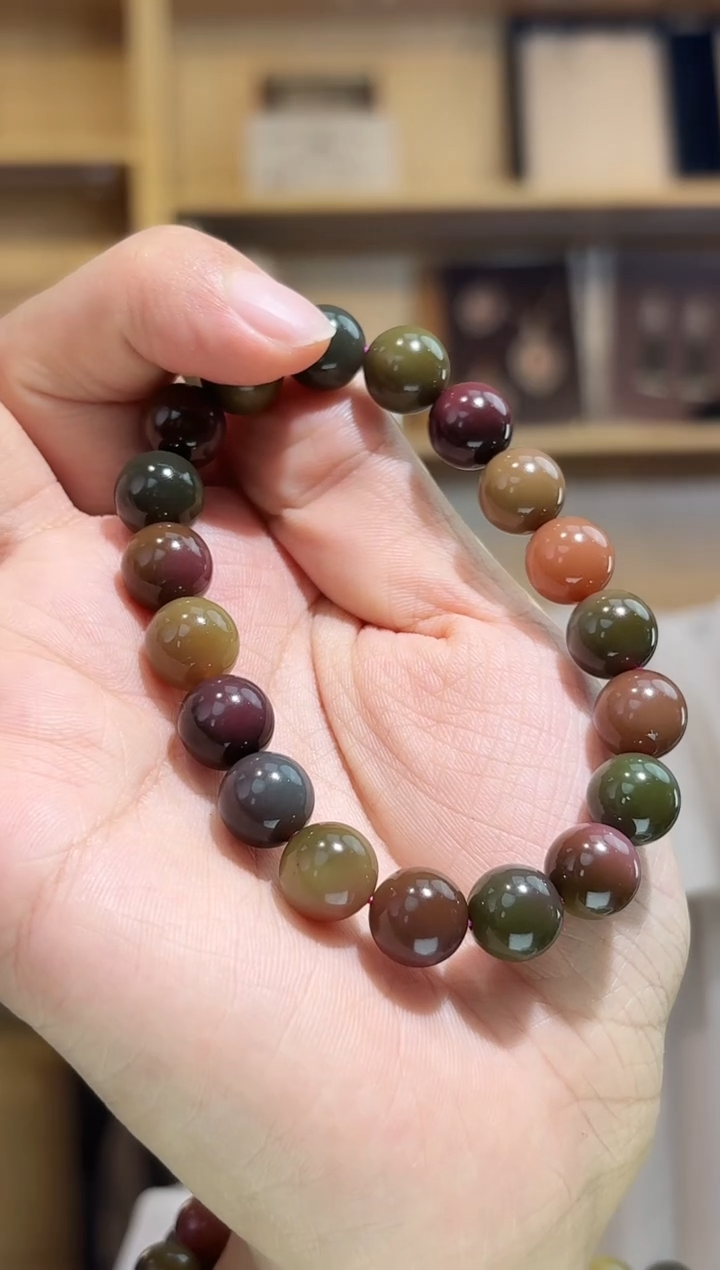 玛瑙/玉髓手串未镶嵌10mm天然盐源玛瑙手串单圈多样性发一
