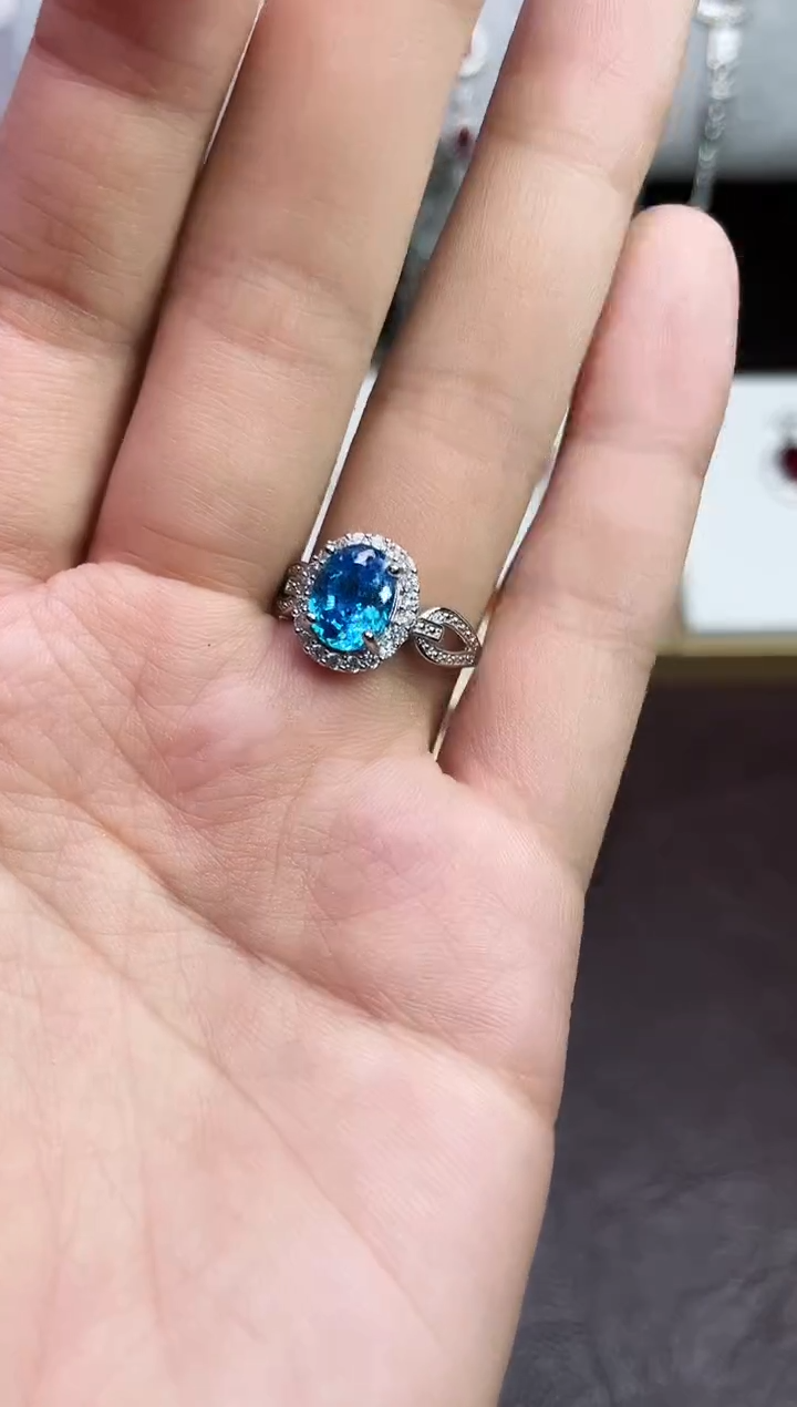 合金合成钻石海蓝戒指