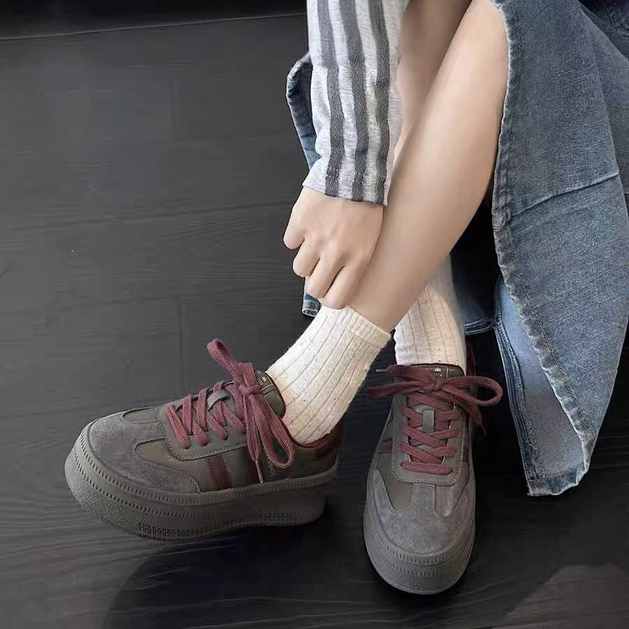 787 品味 厚底德训鞋女款24新款女增高复古休闲板鞋女