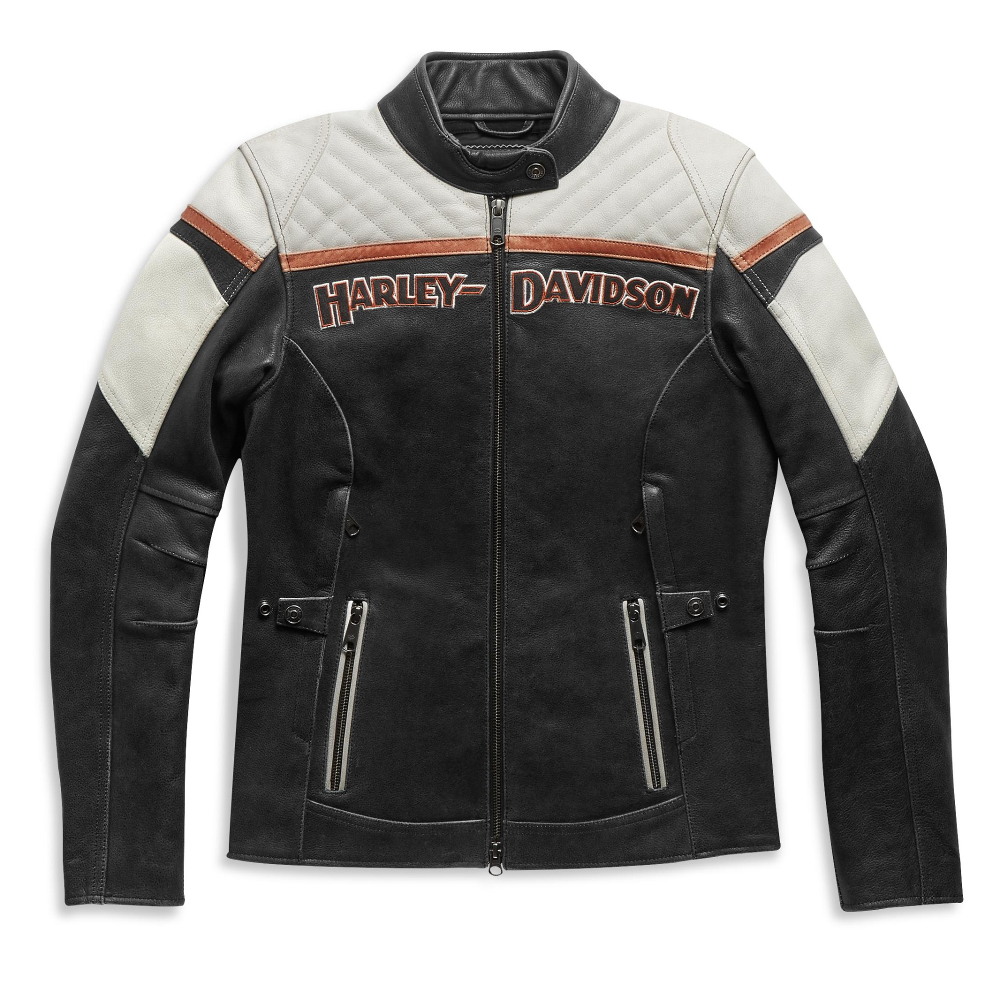 Harley Davidson/哈雷戴维森哈雷戴维森女士拼色复古皮衣