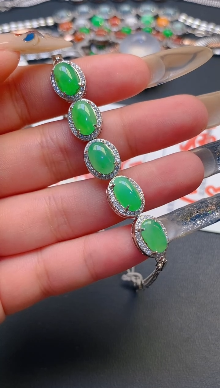 【闪购商品】翡翠耳饰银S925镶嵌天然A货翡翠1