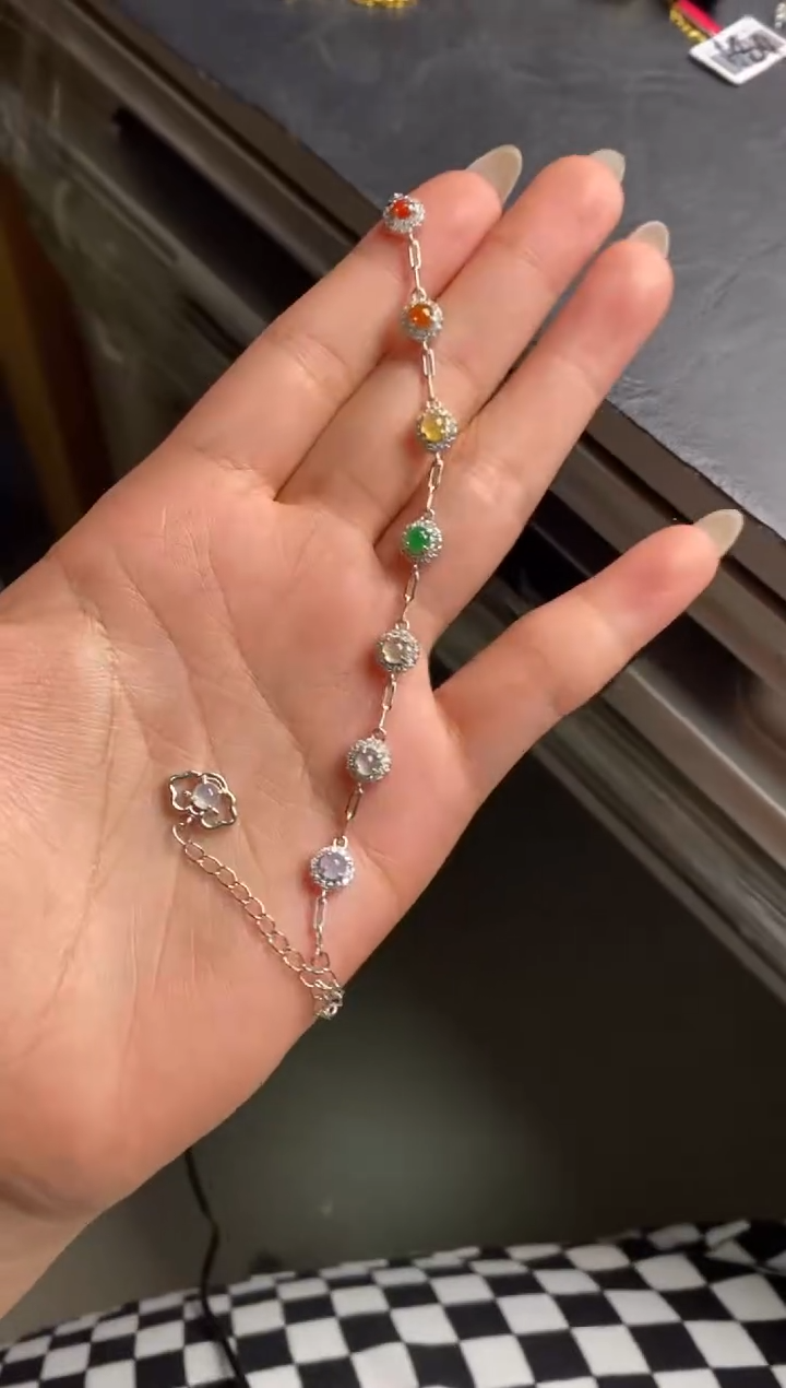 银S925镶嵌戒指翡翠天然A货翡翠