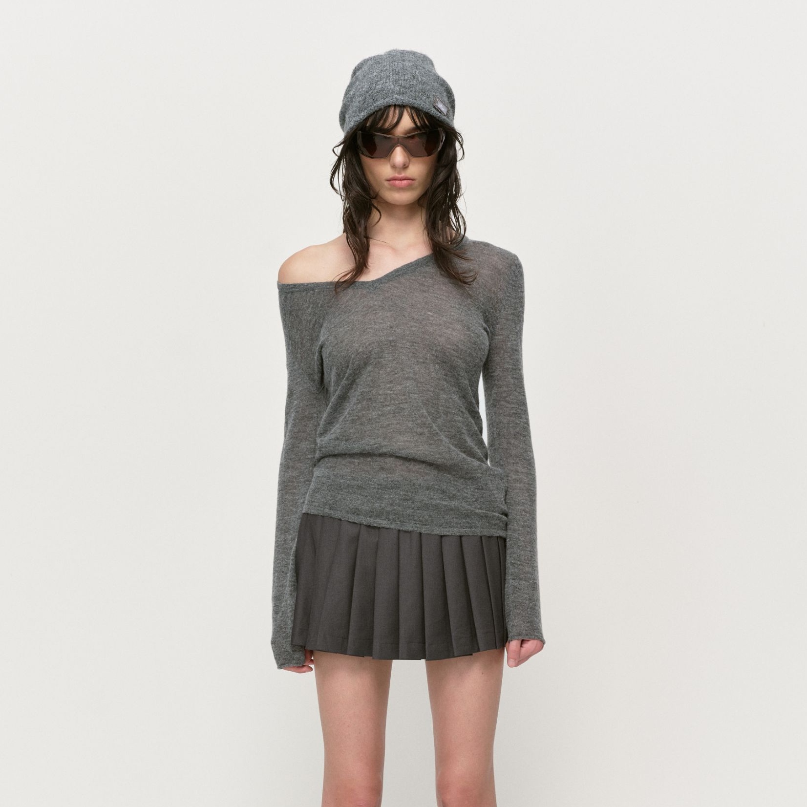 KJ2025AW马海毛V领宽松休闲毛衫023