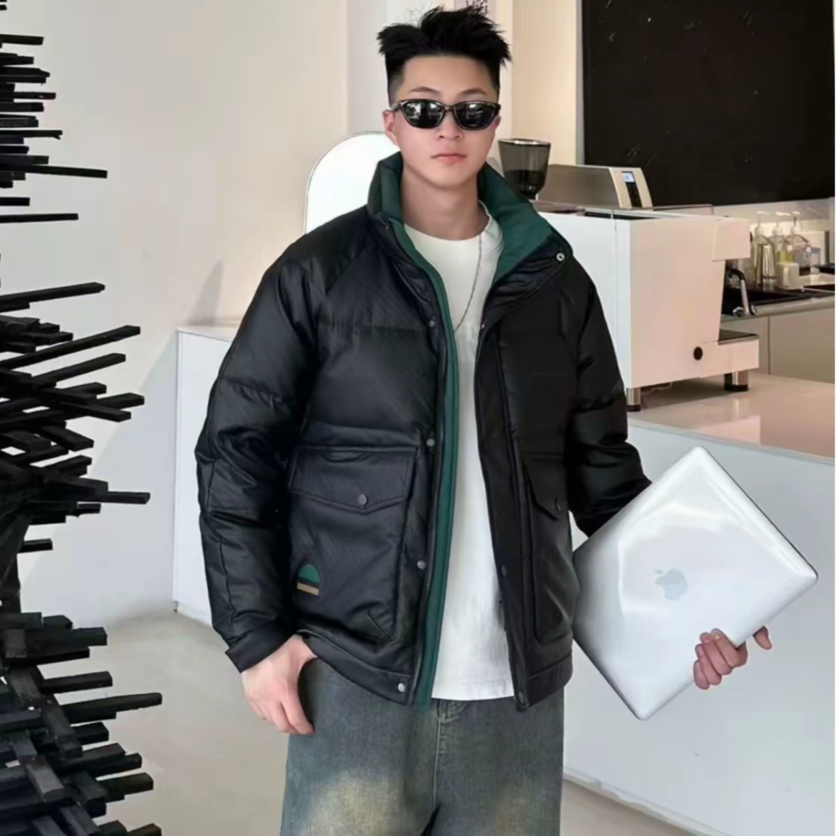 冬季时尚男士加厚立领皮面免洗百搭防寒服666