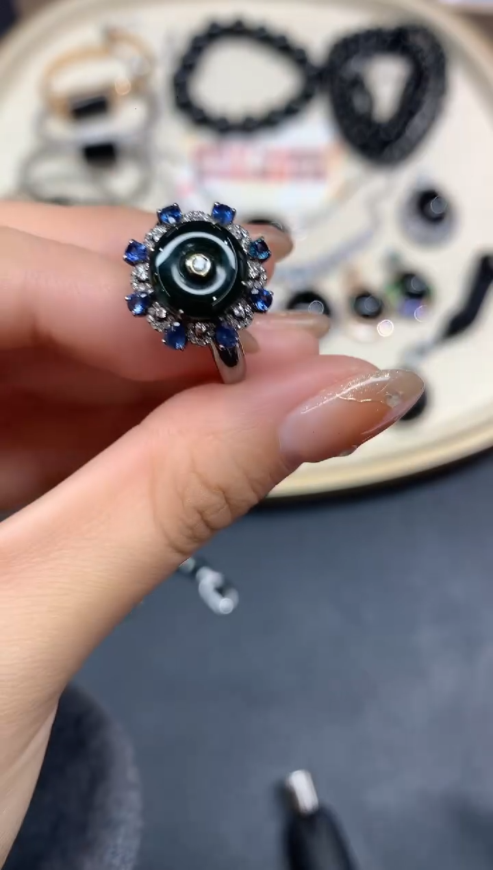 18K金镶嵌戒指翡翠戒指A104|5800