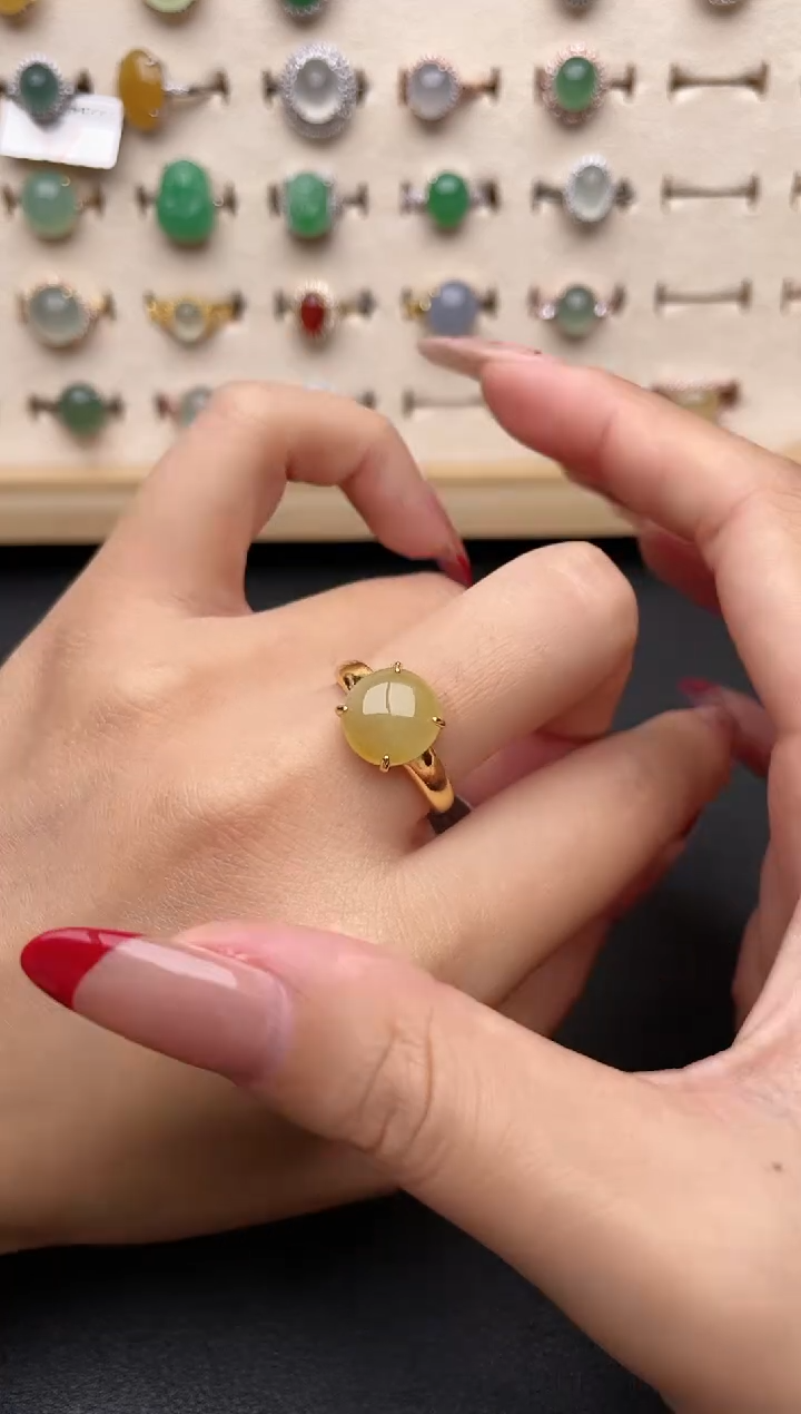 【闪购商品】翡翠戒指银S925镶嵌一物一证一礼盒