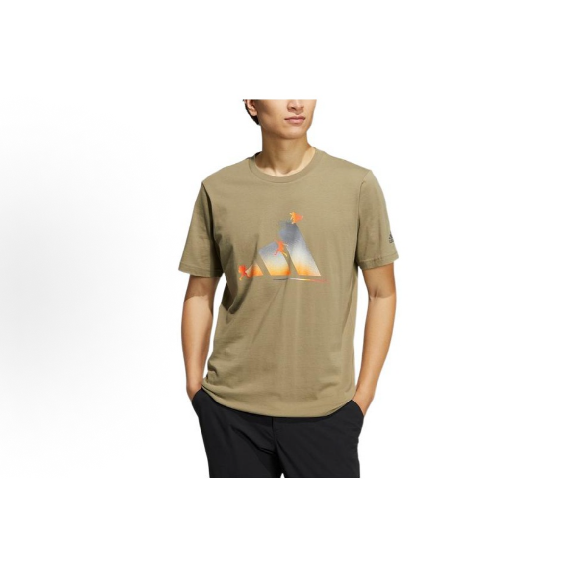 adidas 纯色Logo印花圆领套头短袖T恤 绿色HR5250