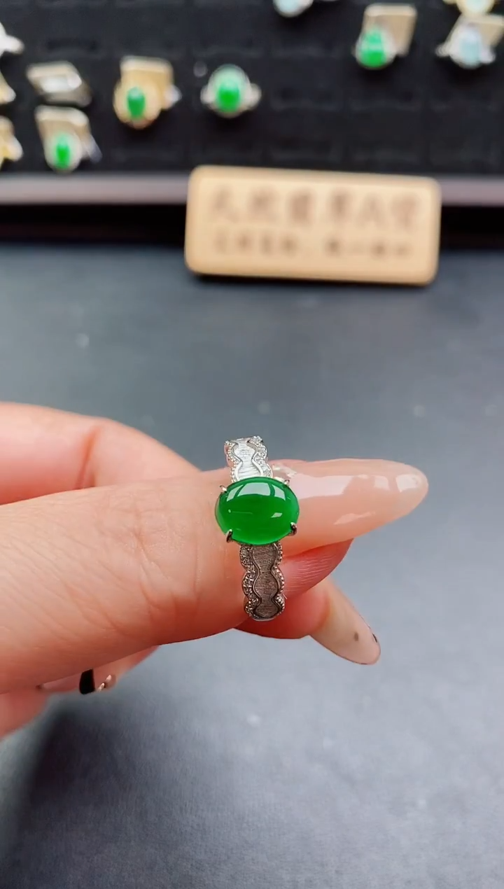 银S925镶嵌戒指翡翠12