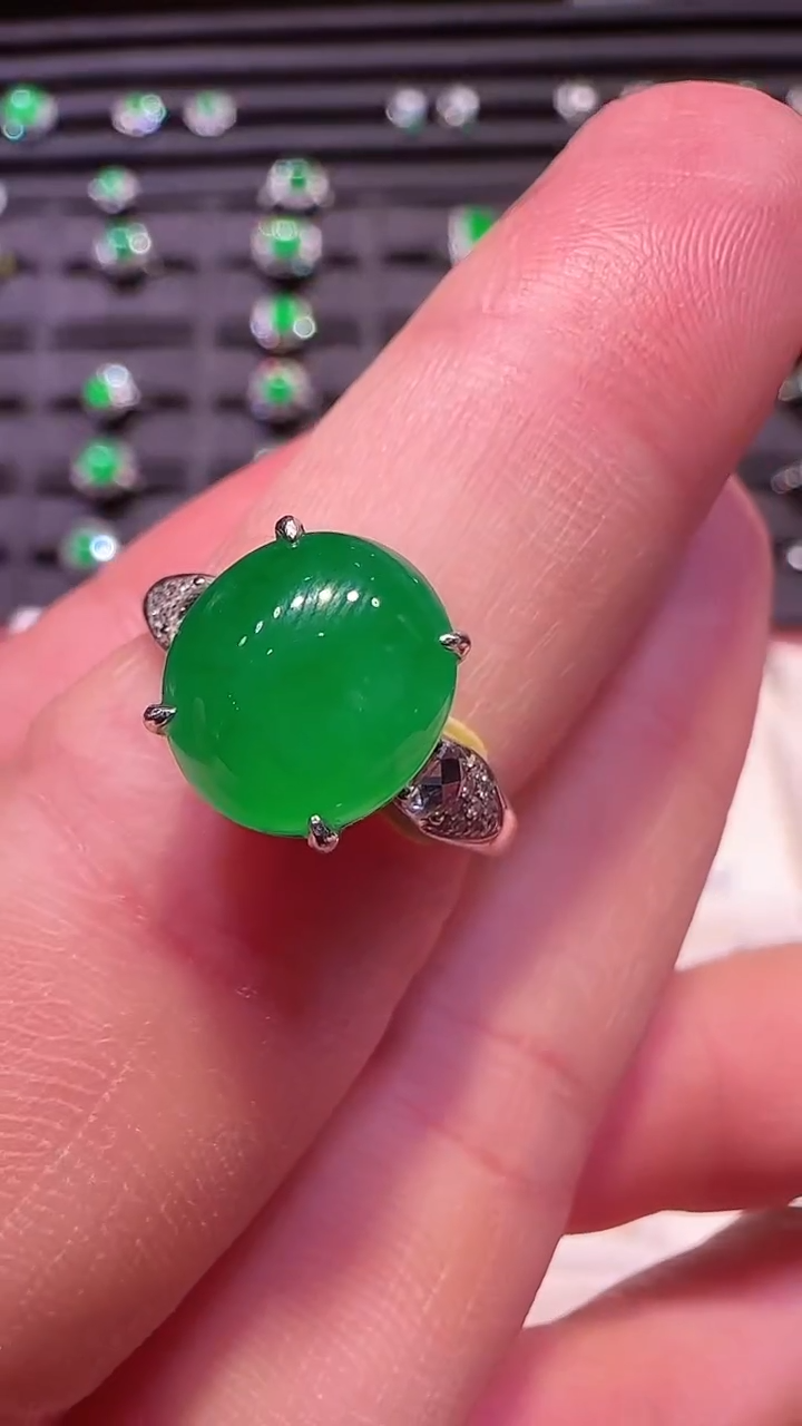 【闪购商品】翡翠戒指18K金镶嵌戒指