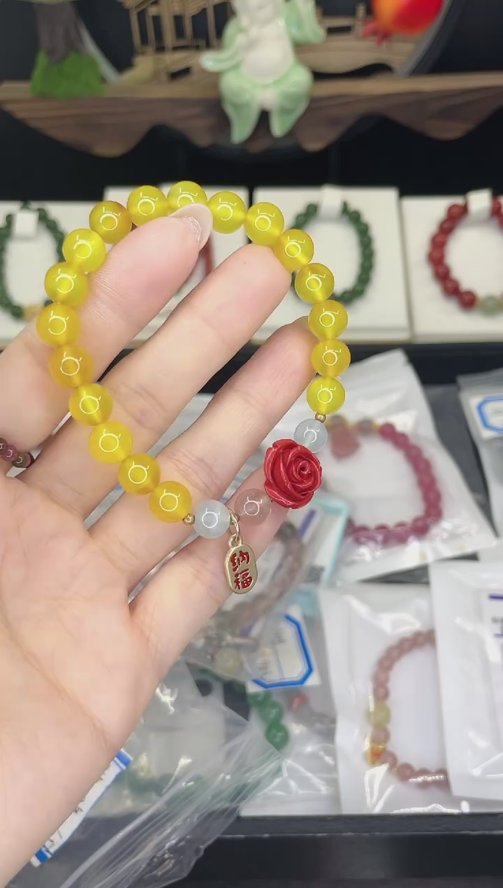 【闪购商品】玛瑙/玉髓手链银S925镶嵌玛瑙手链