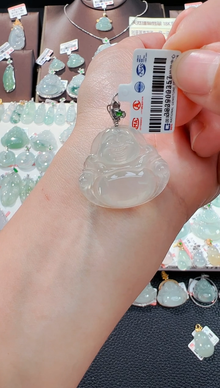 翡翠18K金镶嵌吊坠(不含链)佛公吊坠357