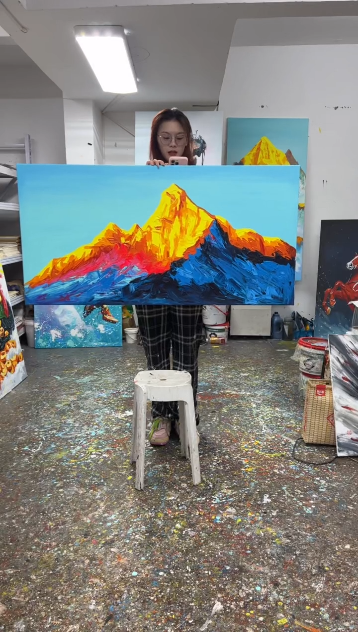 【闪购商品】丙烯画大树1.2米横板金山加框