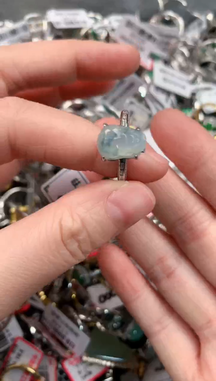 银S925镶嵌戒指翡翠9                   7