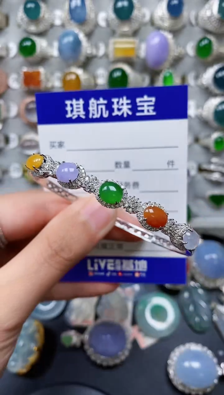 【闪购商品】翡翠手镯银S925镶嵌0329