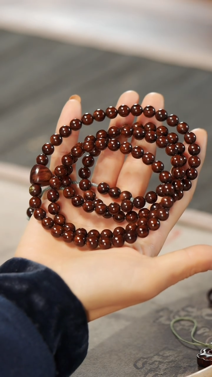 【闪购商品】黄花梨/降香黄檀木雕金标老料紫油梨8mm108颗