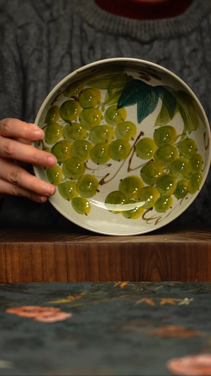 瓷片釉下彩手工手绘同款陶器