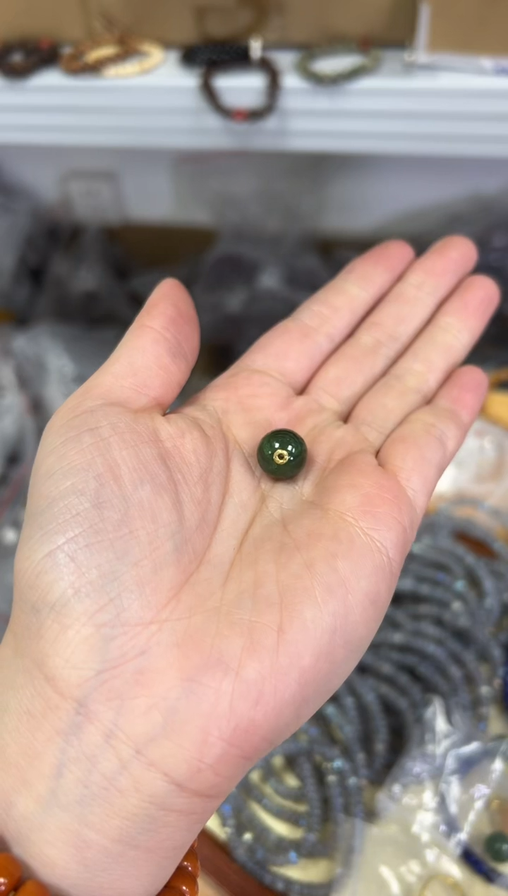 【闪购商品】和田玉颈饰18K金镶嵌18K金和田碧玉单颗[0469]