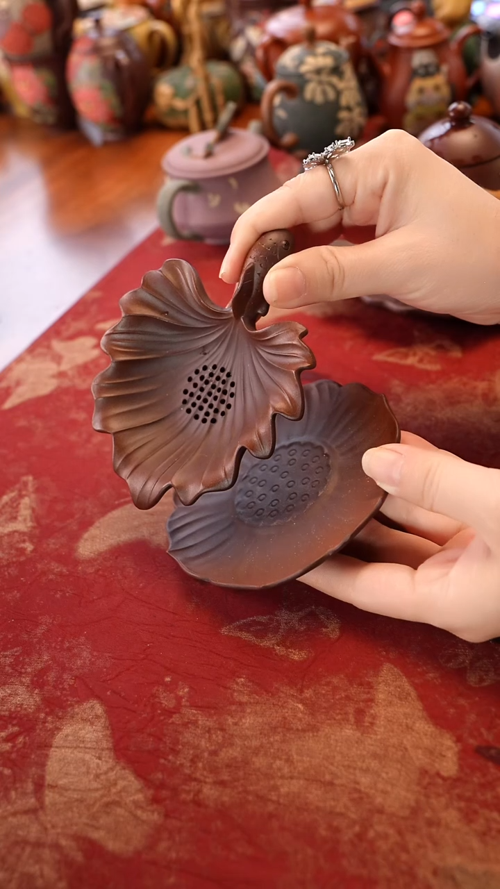 紫泥锦鲤茶漏宜兴紫砂