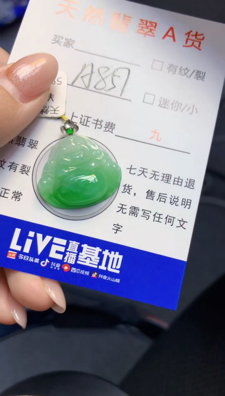 颈饰18K金镶嵌翡翠天然缅甸a货翡翠百元以上9元证书费自理