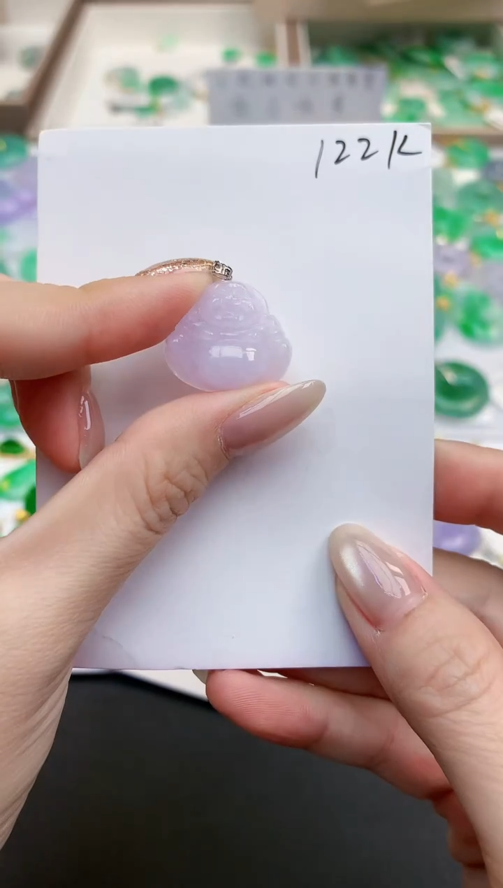 颈饰18K金镶嵌翡翠天然缅甸A货翡翠