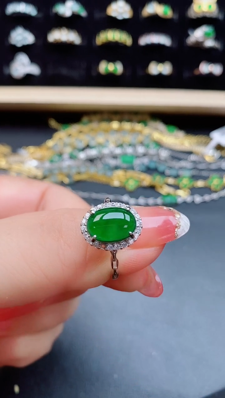 【闪购商品】翡翠戒指银S925镶嵌508550