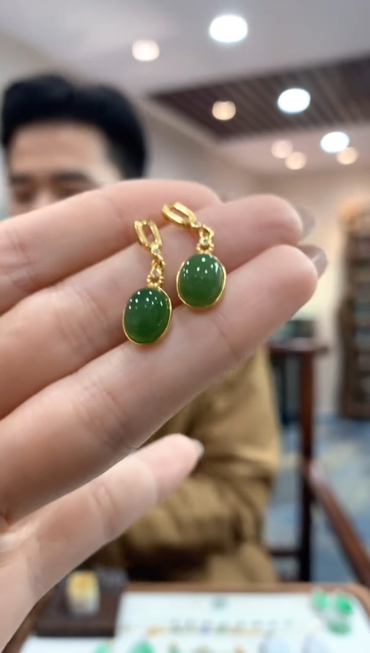 【闪购商品】和田玉耳饰银S925镶嵌耳钉多样性发货1件