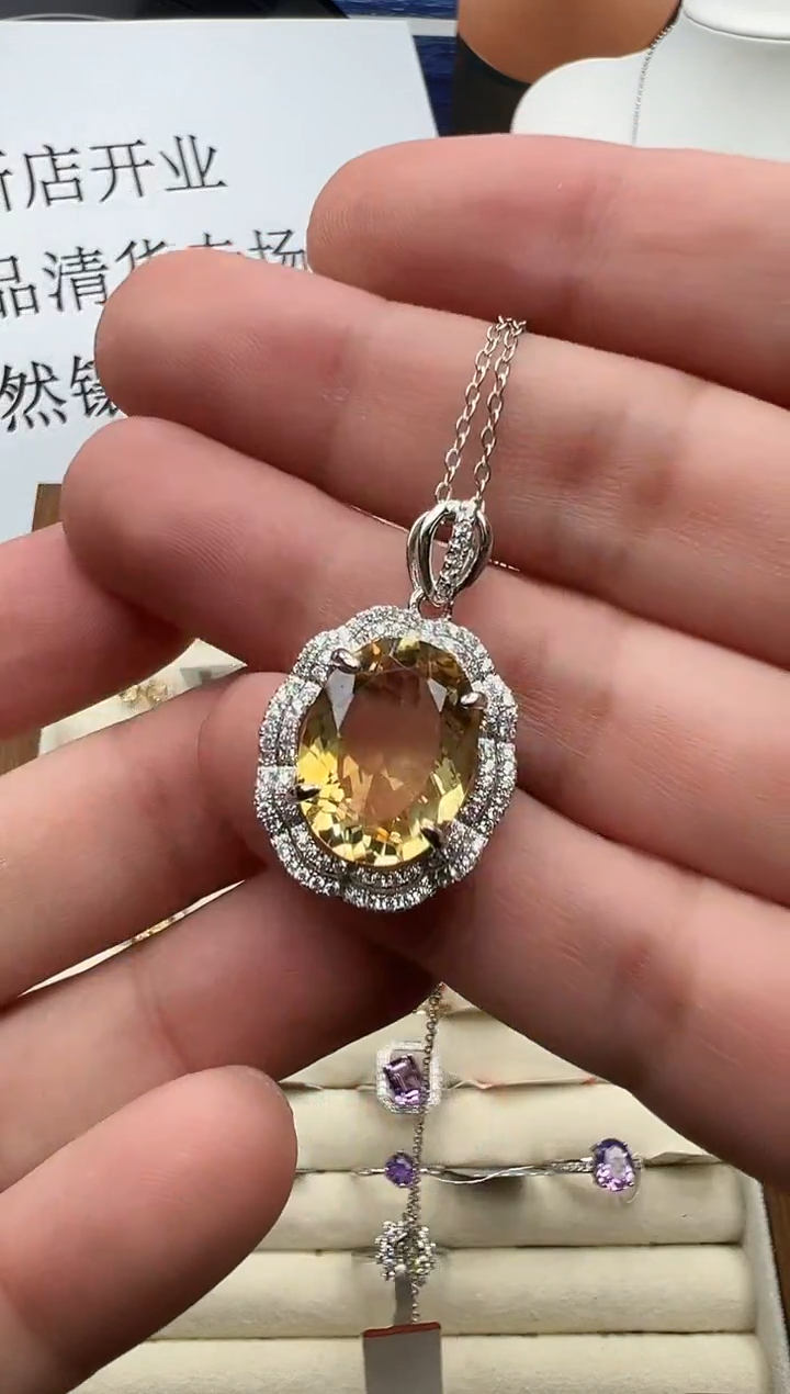 颈饰银S925镶嵌黄晶25