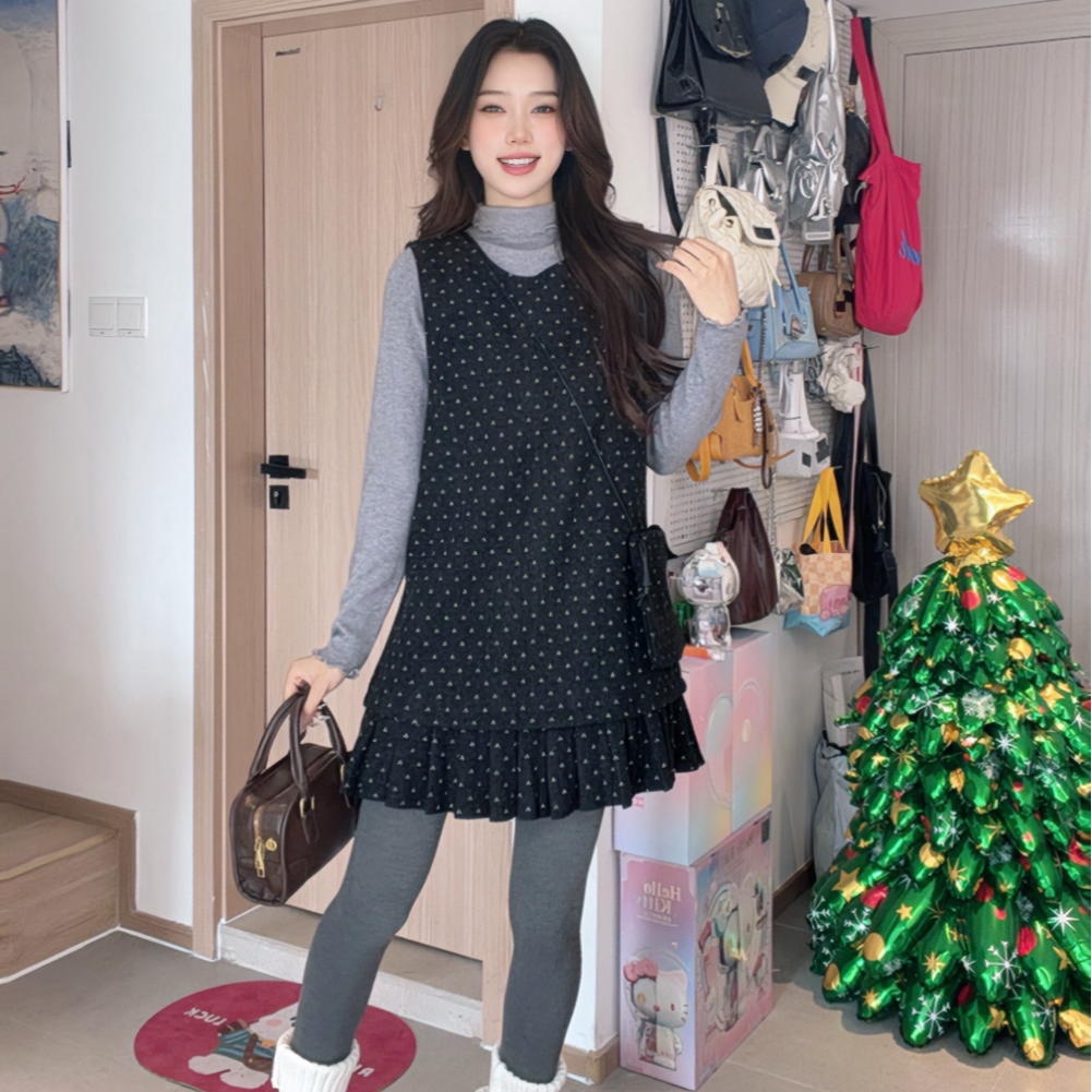 法式时尚套装针织秋冬韩版小香风宽松千鸟格套装春秋