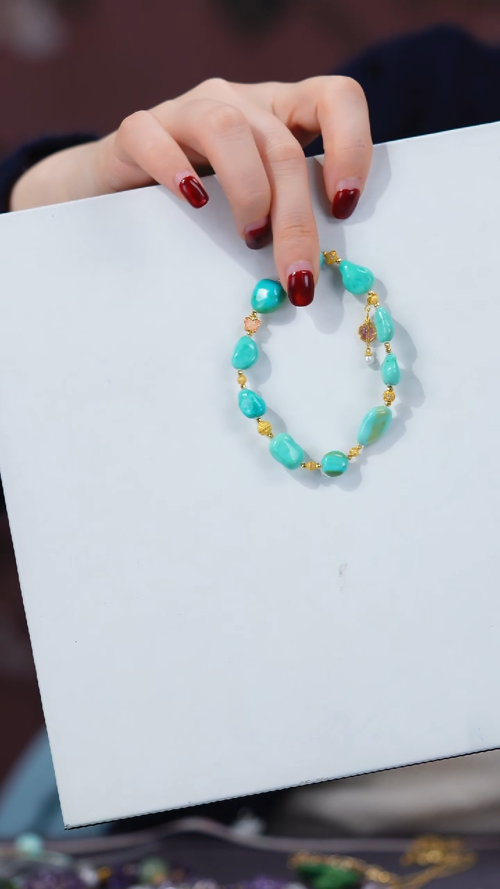 【闪购商品】绿松石手链18K金镶嵌1