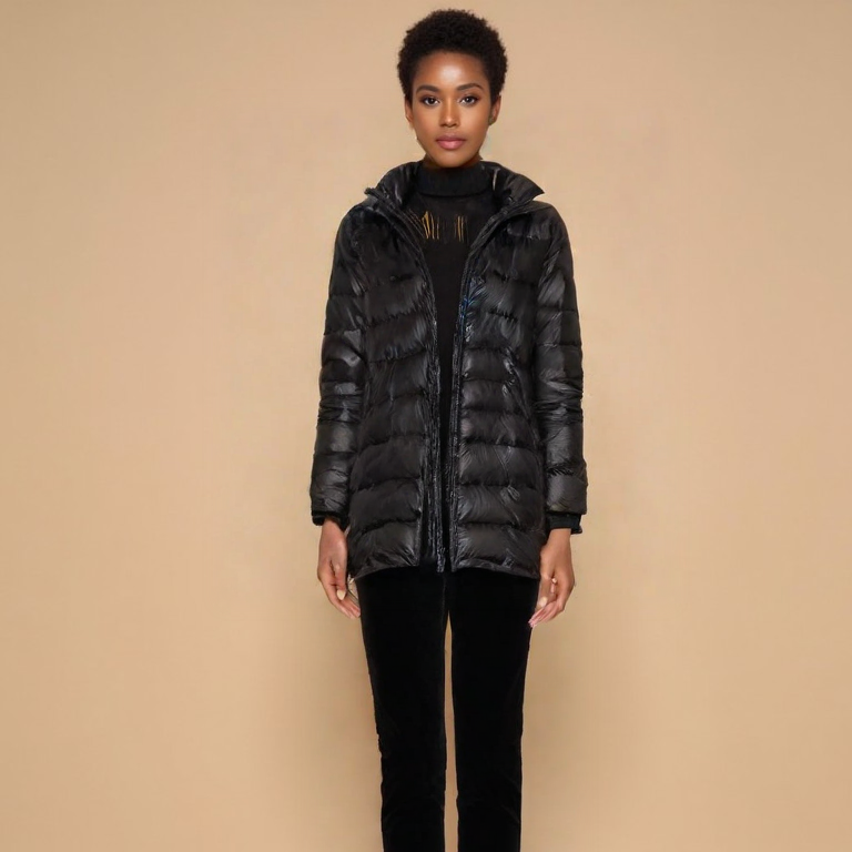 95新 MONCLER moncler0码黑色长款时尚冬季羽绒服外套/yz171女装