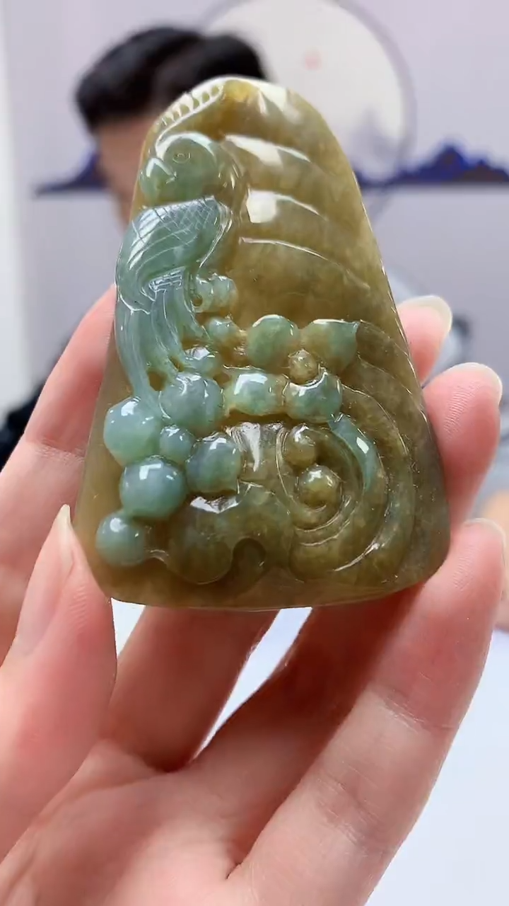 【闪购商品】定制翡翠未镶嵌4917zm-毛货挂件鹦鹉125