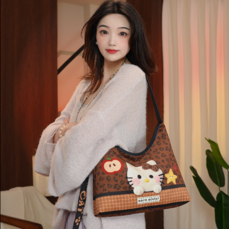 豹纹小猫豹纹流光琥珀单肩斜跨大容量托特包