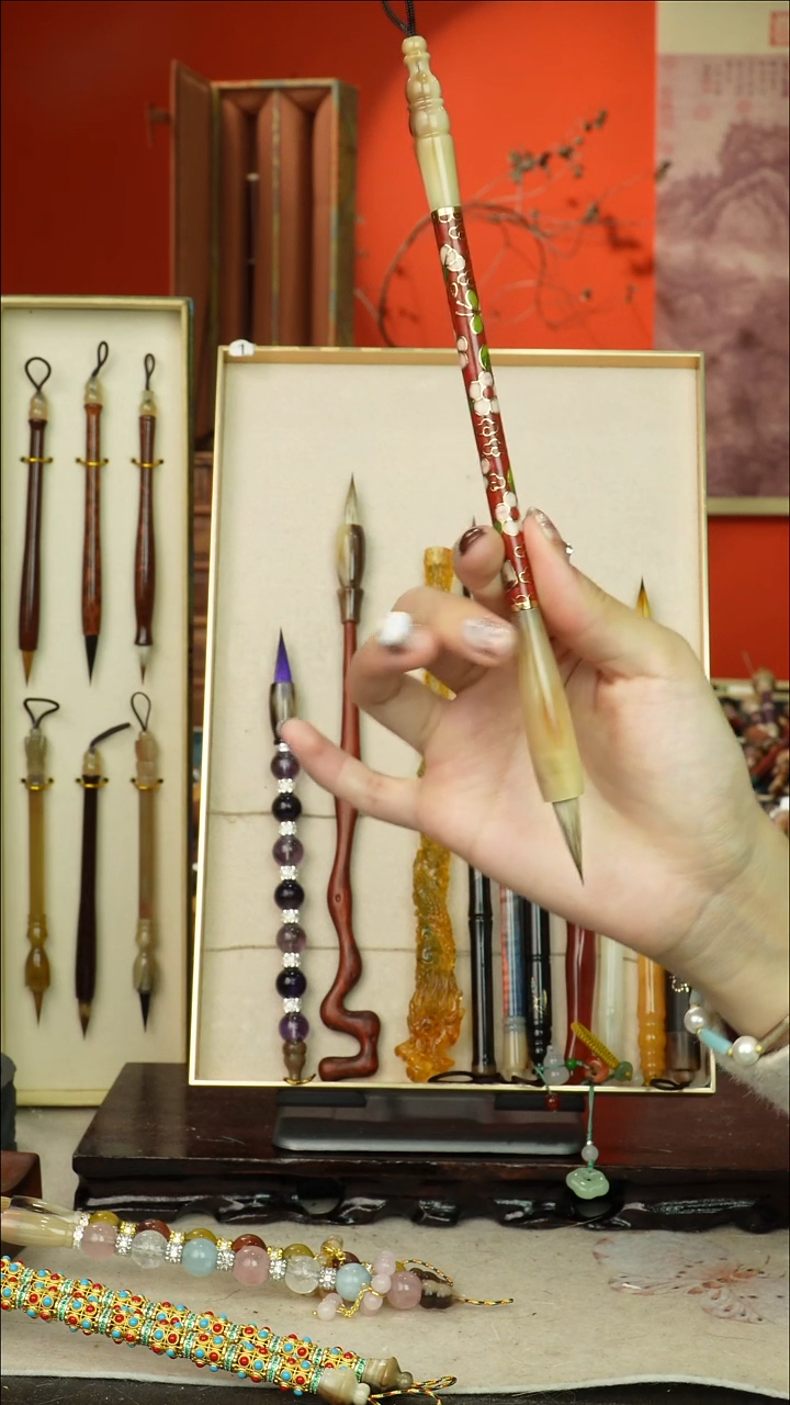 54号闪孤品高货毛笔链接 清水试笔 蘸墨不退