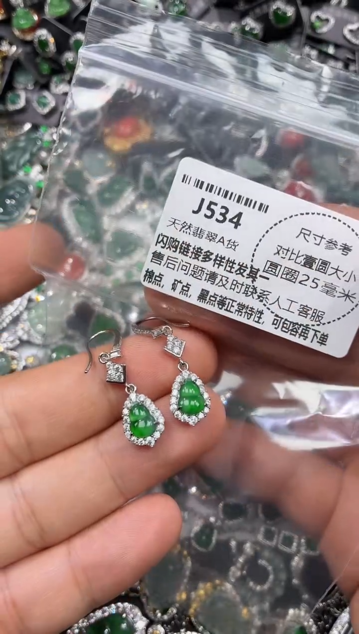 颈饰未镶嵌翡翠J534耳钩