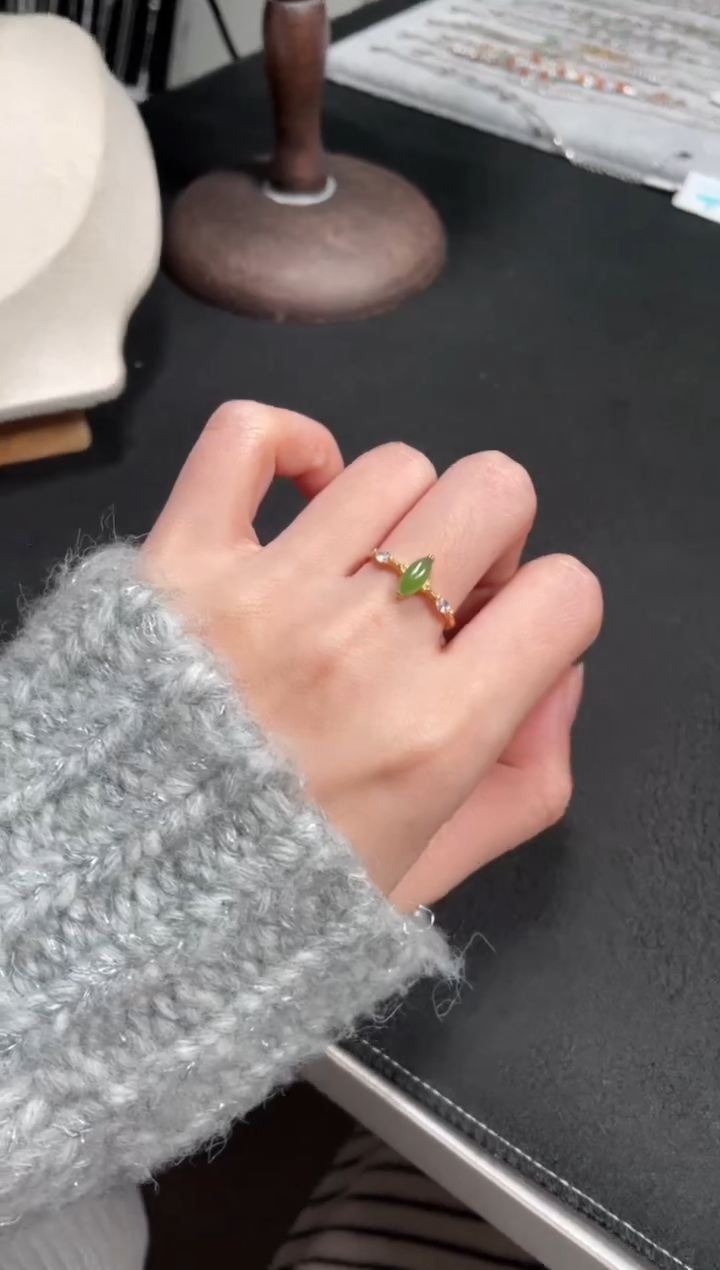 【闪购商品】和田玉（碧玉）戒指银S925镶嵌和田玉