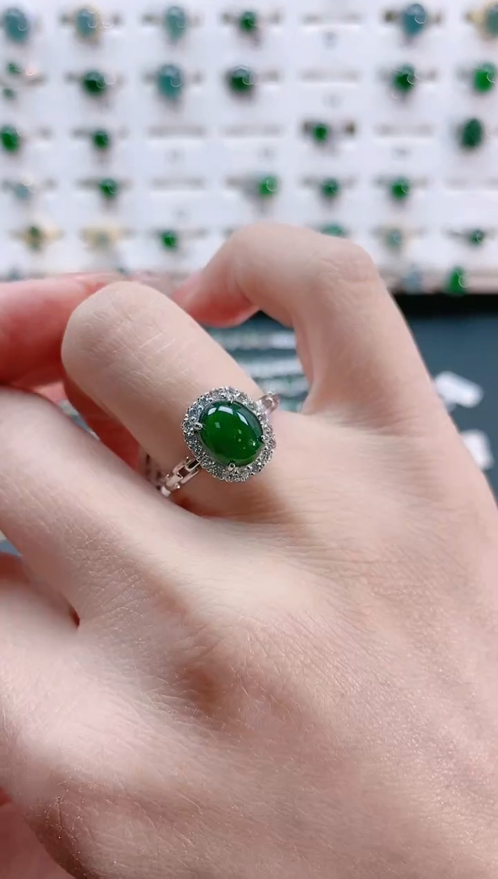 【闪购商品】翡翠戒指银S925镶嵌天然翡翠