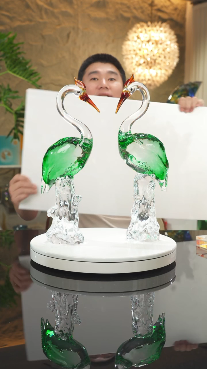 【闪购商品】摆件福利绿色鹤摆件一对