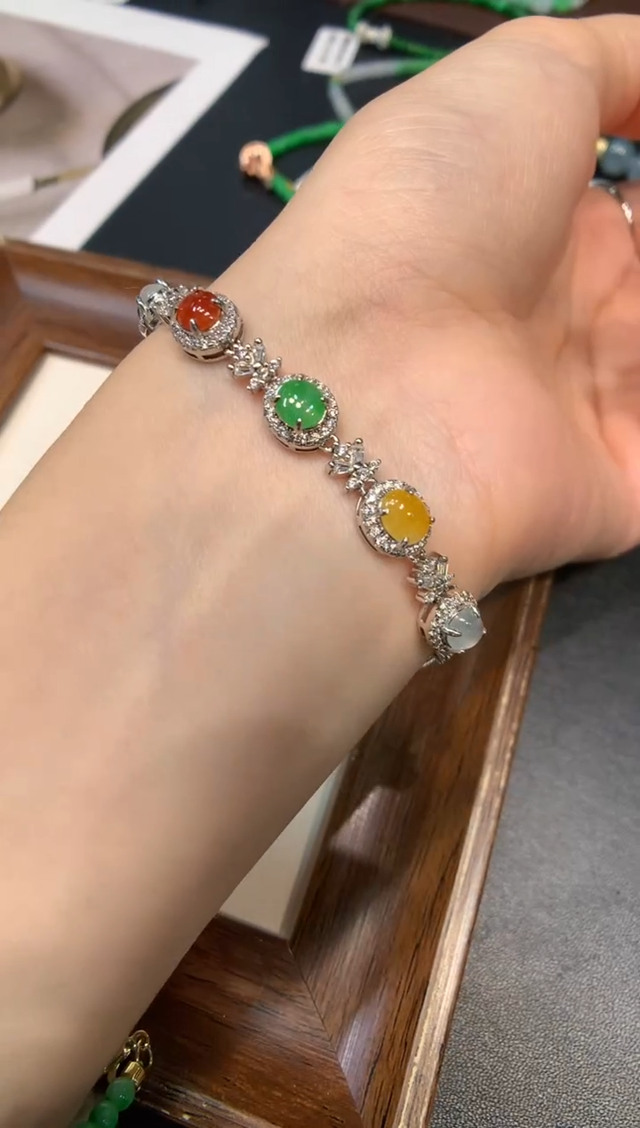 颈饰银S925镶嵌翡翠手链