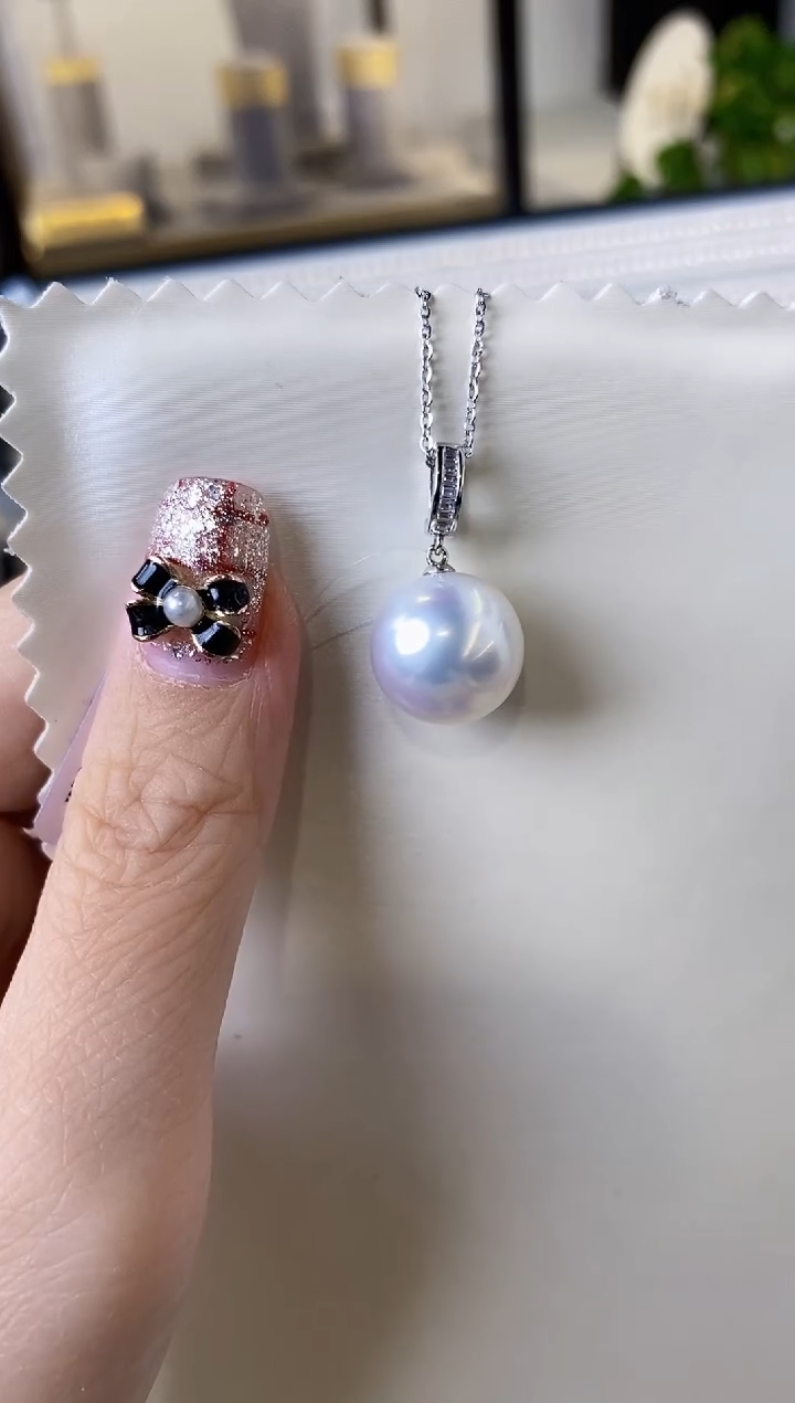 【闪购商品】海水珍珠吊坠(不含链)18K金镶嵌14-15澳白珍珠吊坠