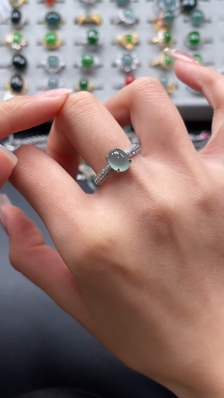 【闪购商品】翡翠戒指银S925镶嵌56754654