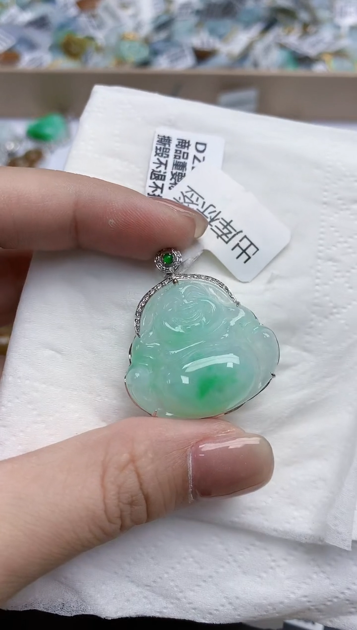 【闪购商品】翡翠颈饰18K金镶嵌天然缅甸翡翠A货