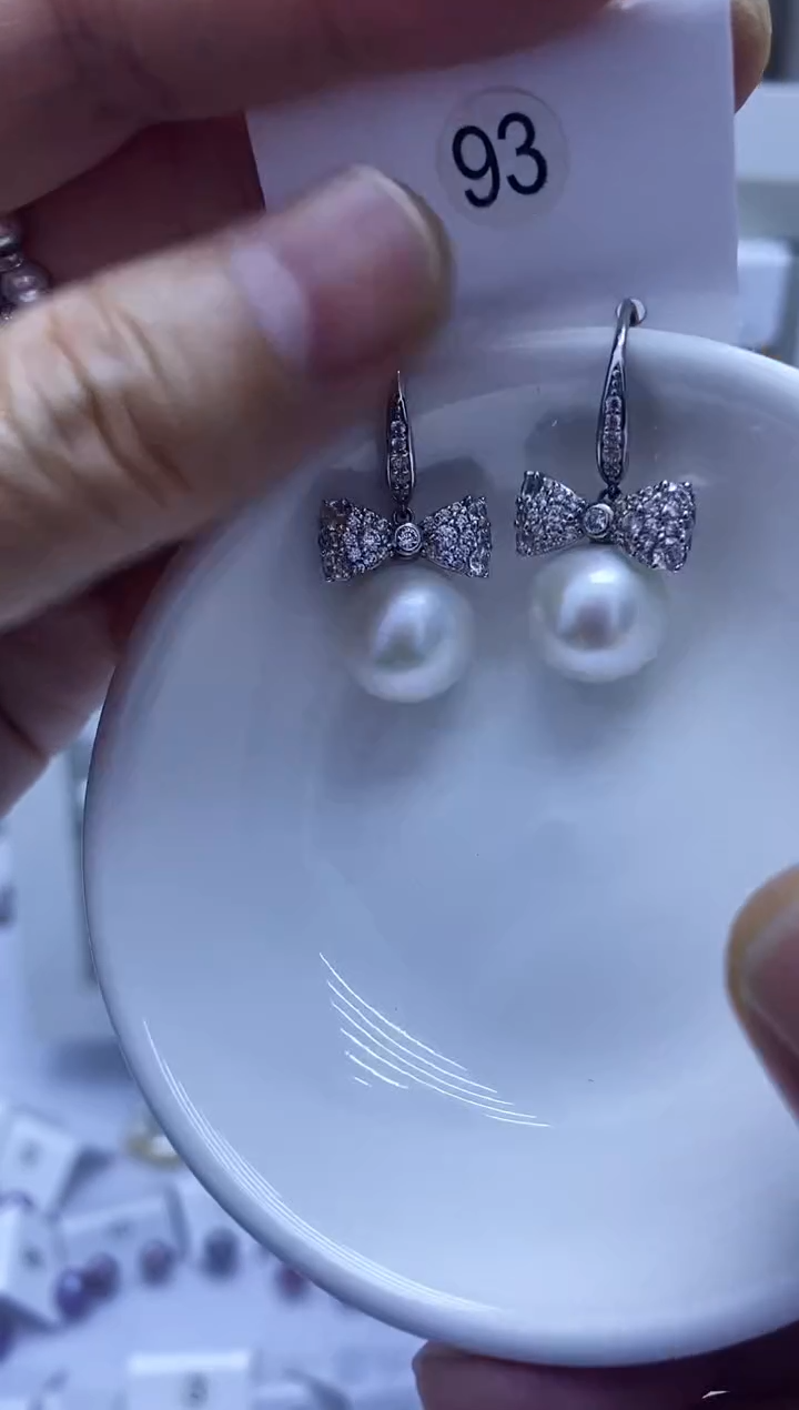 银S925镶嵌耳饰淡水珍珠93