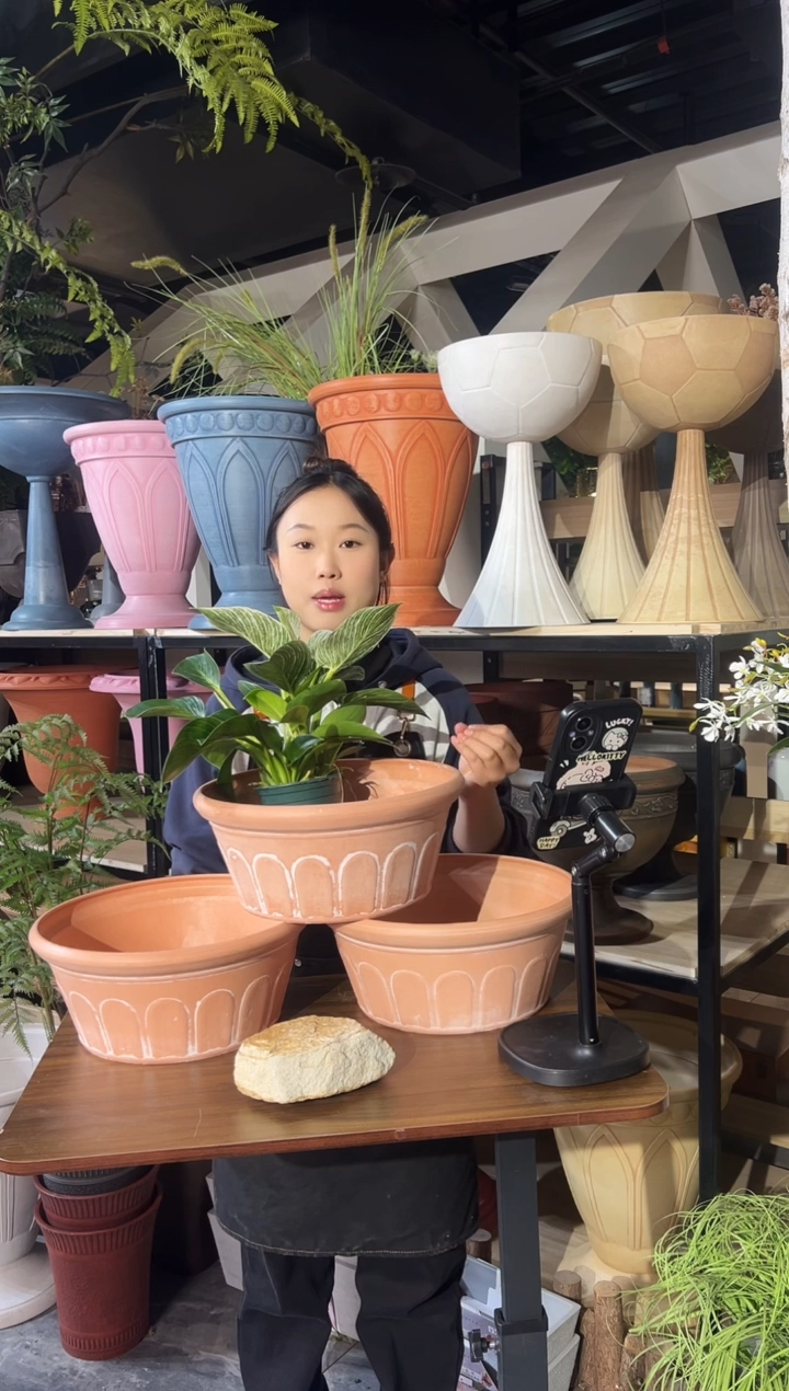 30*13/AAC30【3只装】粉色刷白外贸尾单小花盆